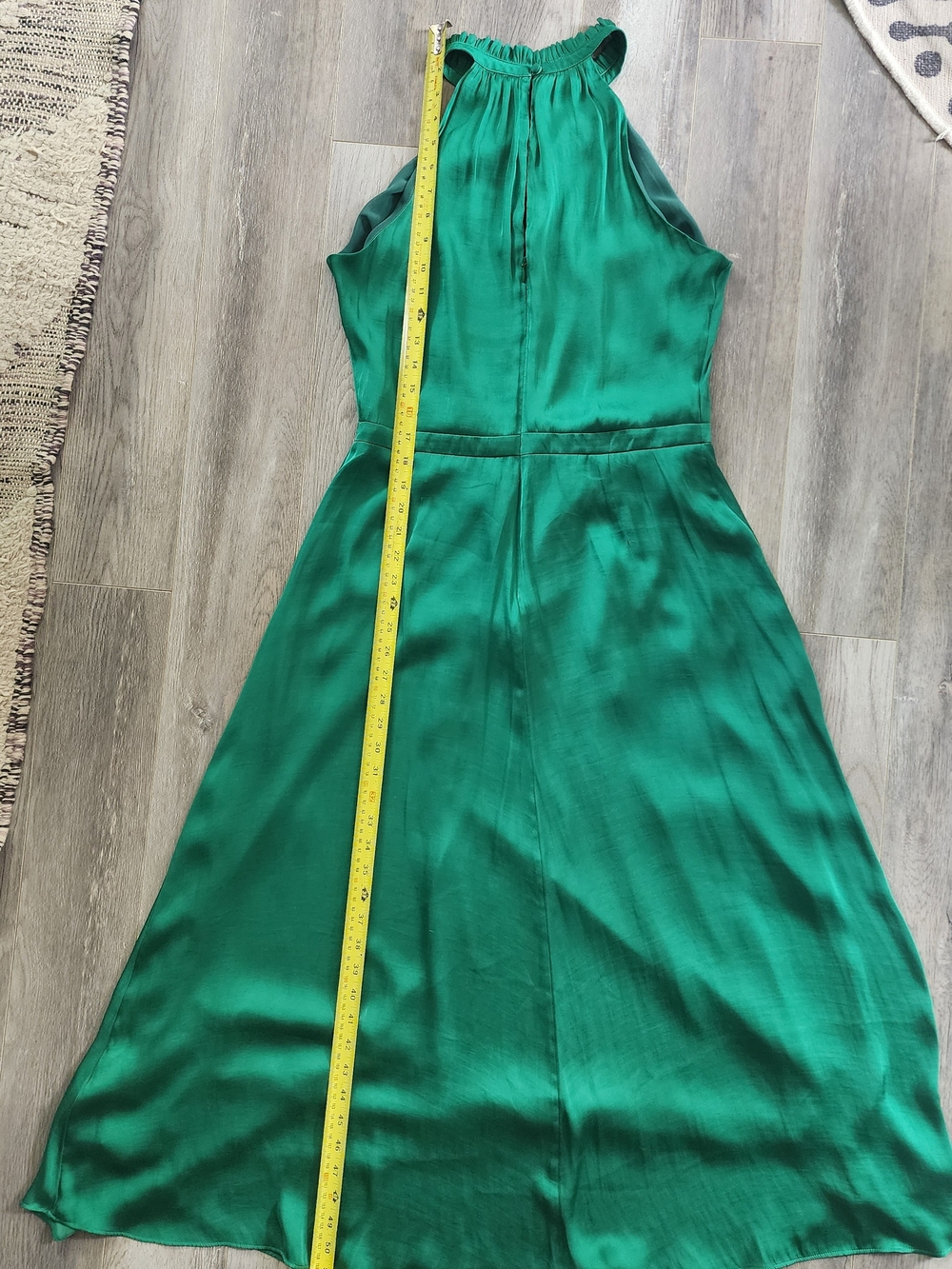 Banana Republic Emerald Green Soft Satin Midi Halter Dress 10T Tall - Picture 6 of 10